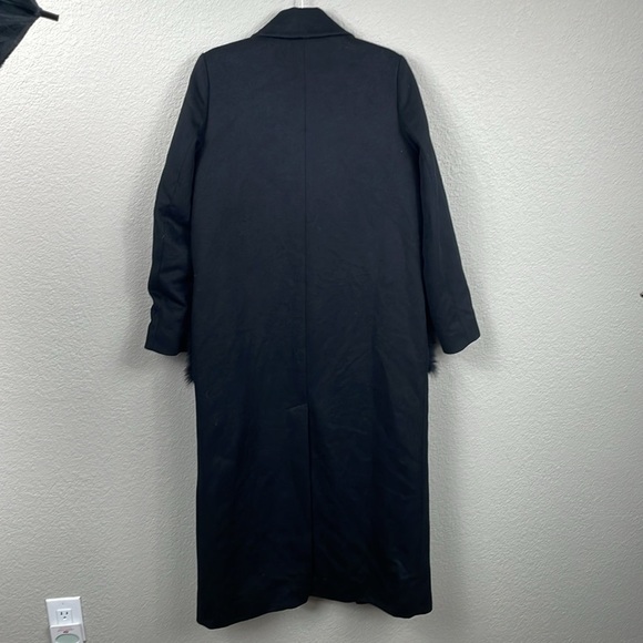 New Kobi Halperin Notched Collar Wool Blend Coat Fur Pockets Shearling Black XS - Picture 6 of 16